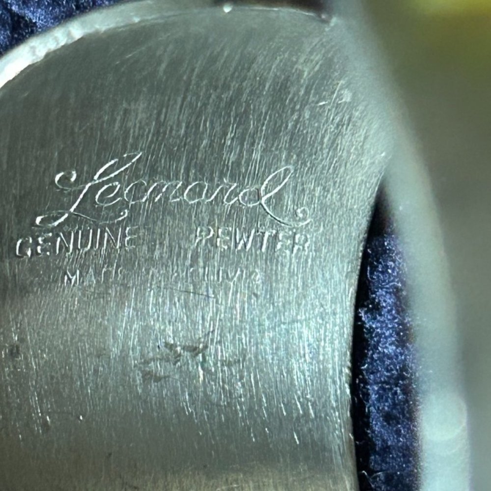 Vintage Leonard 70's Initial "A" Engraved Genuine Pewter Cuff Bracelet - Picture 5 of 6